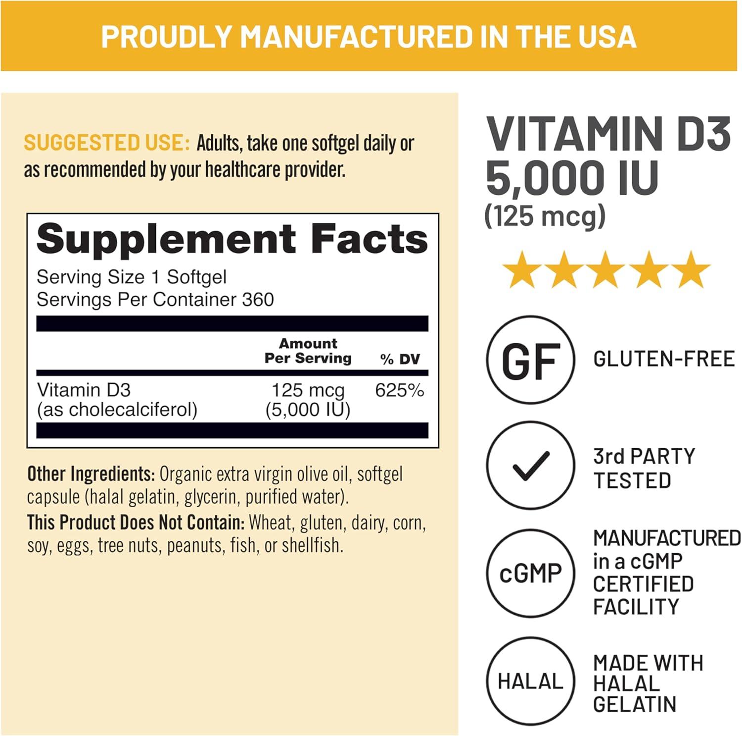 image:imageNatureWise Vitamin D3 2000iu 50 mcg 30Day Supply for Immune Support Healthy Muscle Function and Bone Health NonGMO Gluten Free in Organic Extra Virgin Olive Oil Mini Softgel 30 Count5000IU