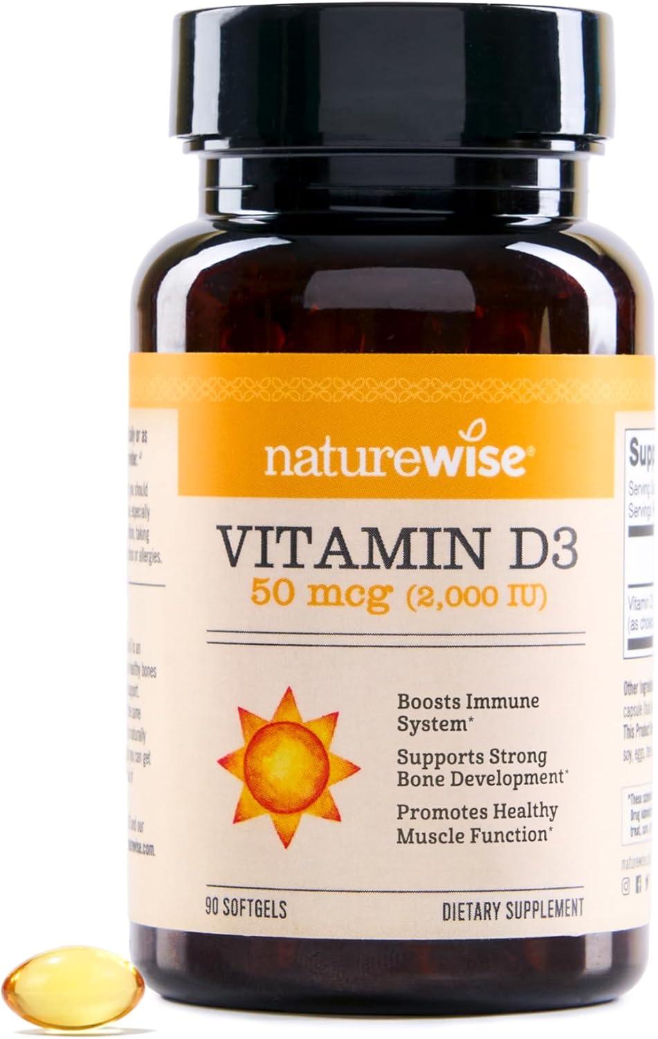 image:imageNatureWise Vitamin D3 2000iu 50 mcg 30Day Supply for Immune Support Healthy Muscle Function and Bone Health NonGMO Gluten Free in Organic Extra Virgin Olive Oil Mini Softgel 30 Count2000IU