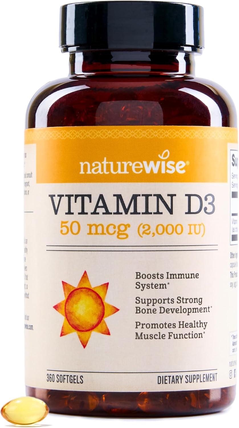 image:imageNatureWise Vitamin D3 2000iu 50 mcg 30Day Supply for Immune Support Healthy Muscle Function and Bone Health NonGMO Gluten Free in Organic Extra Virgin Olive Oil Mini Softgel 30 Count2000IU