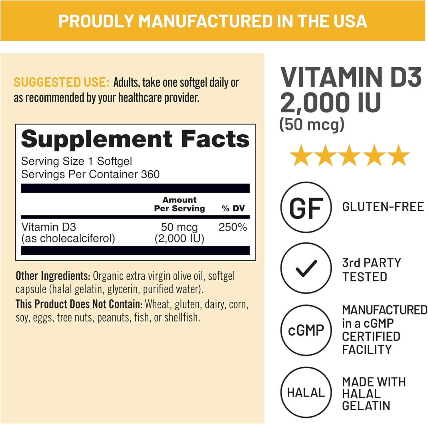 image:imageNatureWise Vitamin D3 2000iu 50 mcg 30Day Supply for Immune Support Healthy Muscle Function and Bone Health NonGMO Gluten Free in Organic Extra Virgin Olive Oil Mini Softgel 30 Count2000IU