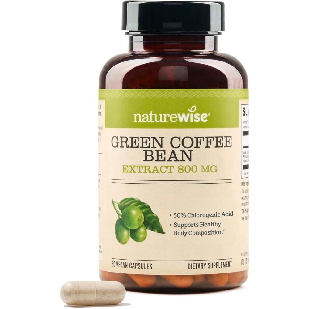 image:imageNatureWise Green Coffee Bean Extract 800mg with 50 Chlorogenic Acids Support for Weight Goals Energy and Antioxidants Vegan NonGMO 60 Capsules1Month SupplyGreen Coffee Bean