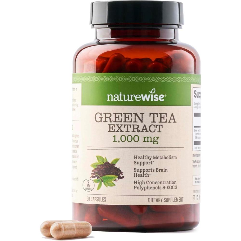image:imageNatureWise Green Tea Extract Capsules 1000 mg 50 EGCG amp 98 Polyphenols Extra Strength Green Tea Pills Antioxidants for Heart Health amp Energy Vegan NonGMO 60 Count30Day Supply90 Count Pack of 1