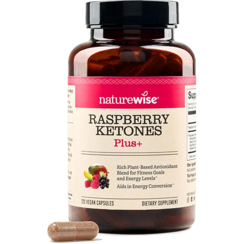 image:imageNatureWise Raspberry Ketones Plus with Green Tea Extract Cayenne Pepper amp Acai Berry  Supports Weight Management Antioxidant Health amp Energy Levels  Vegan amp GlutenFree  120 Capsules
