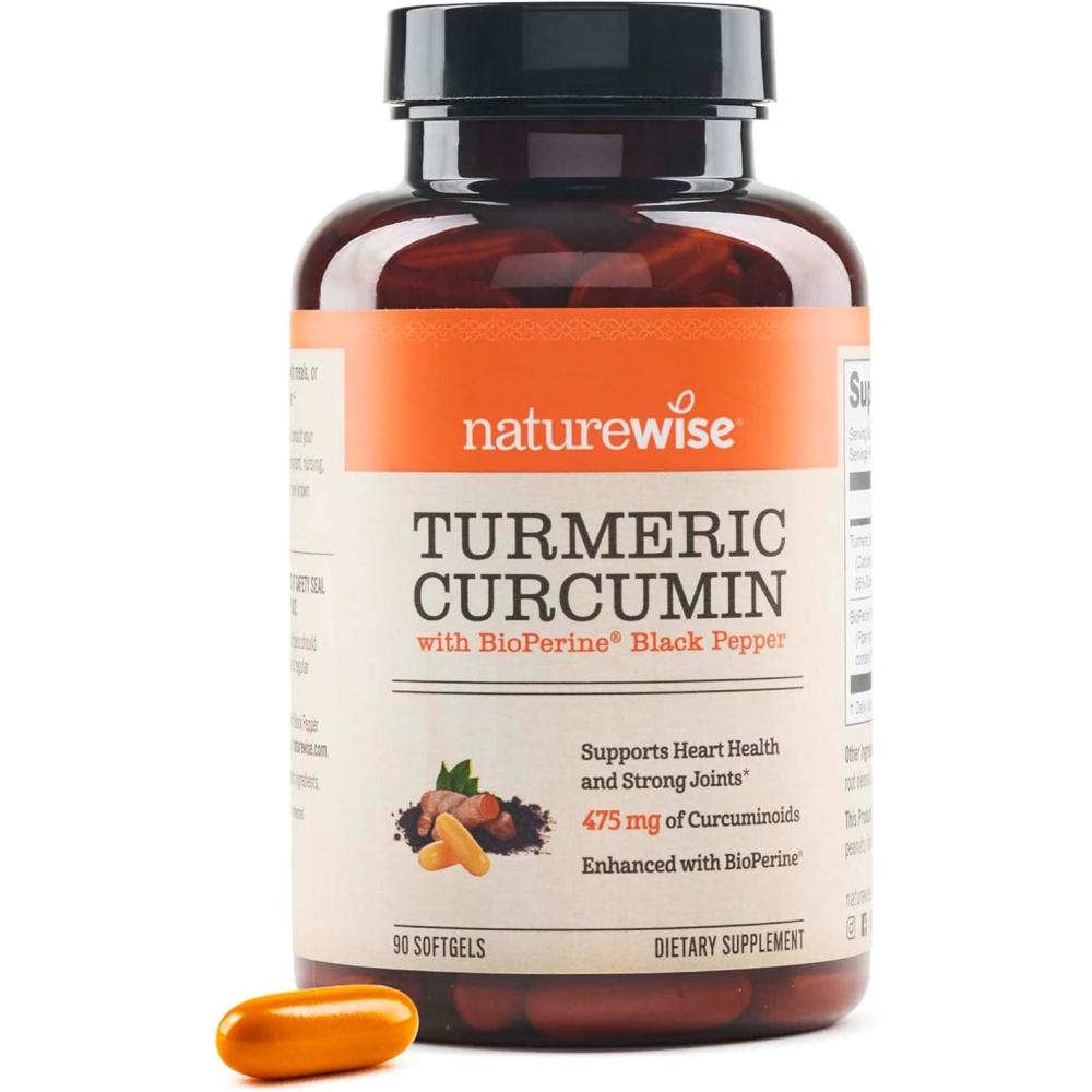 image:imageNatureWise Turmeric Curcumin 500mg with Black Pepper Softgels  Extra Strength Enhanced Absorption  95 Curcuminoids amp BioPerine for Immune Support  GlutenFree NonGMO  30 Count1Month Supply90 Count Pack of 1
