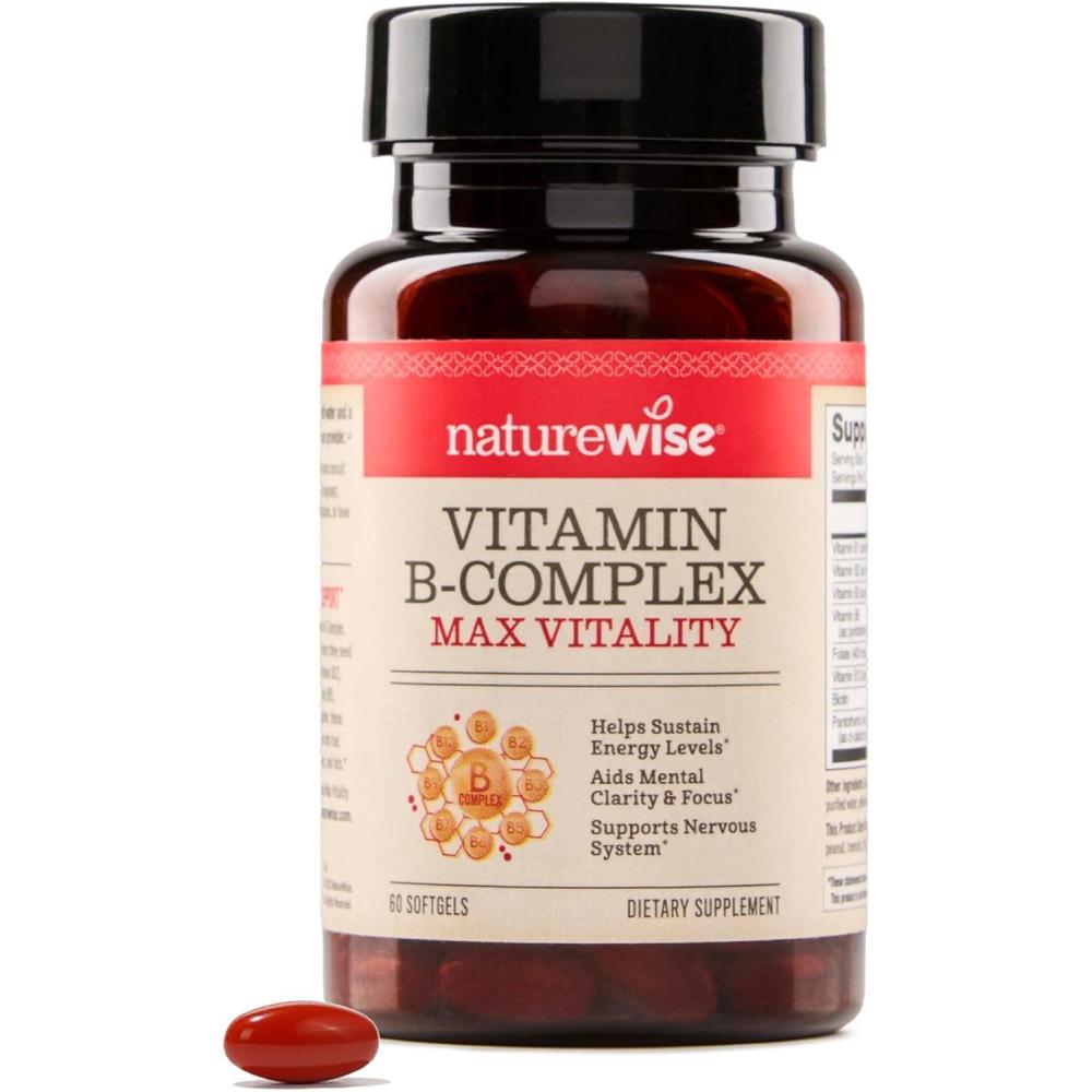 image:imageNatureWise Vitamin B Complex for Women and Men with Folic Acid Biotin B1 B2 B3 B6 B12 Support Cellular Energy amp Mental Clarity Gluten amp Dairy Free NonGMO 60 Softgels2Month Supply60 Count Pack of 1