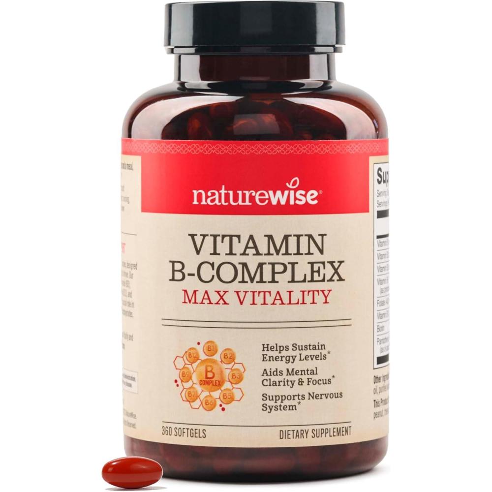 image:imageNatureWise Vitamin B Complex for Women and Men  with Folic Acid Biotin B1 B2 B3 B6 B12  Support Cellular Energy amp Mental Clarity  Gluten amp Dairy Free NonGMO  60 Softgels2Month Supply360 Count Pack of 1