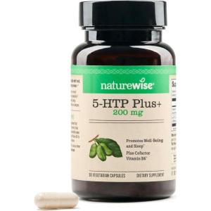 NatureWise 5-HTP 200mg Supplement from Griffonia Seeds with Cofactor Vitamin B6 – Mood Support and Natural Sleep Aid for Adults – Delayed-Release, Vegan – 30 Count[1-Month Supply](200MG)