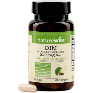 NatureWise DIM Diindolylmethane 200mg – Broccoli & BioPerine Black Pepper Extract – DIM Supplement for Women & Men – Hormone & Estrogen Support – Vegan – USA Manufactured – 60 Capsules[60-Day Supply]