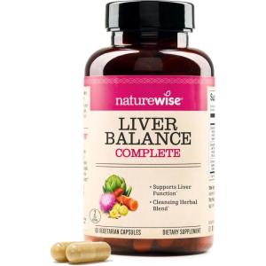 NatureWise Liver Balance Detox Supplement – Triple Repair Formula with Milk Thistle, Dandelion, Turmeric, Artichoke, Reishi Mushroom & Kudzu, Vegan – 60 Capsules[30-Day Supply](60 Count (Pack of 1))