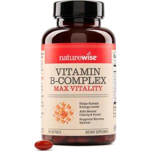 NatureWise Vitamin B Complex for Women and Men – with Folic Acid Biotin B1 B2 B3 B6 B12 – Support Cellular Energy & Mental Clarity – Gluten & Dairy Free, Non-GMO – 60 Softgels[2-Month Supply](150 Count (Pack of 1))