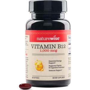 NatureWise Vitamin B12 1000 mcg – Dietary Supplement for Supporting Energy Metabolism, Mental Clarity, Nervous System Health – Easy-to-Swallow, Soy & Gluten-Free, Non-GMO – 60 Softgels[60-Day Supply](Vitamin)
