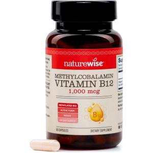 NatureWise Vitamin B12 Methylcobalamin – Active Form for Ultra Absorption – 1000mcg Methylated B12 for Energy, Nerve & Heart Support – Non-GMO, Vegan, USA Manufactured – 60 Capsules[60-Day Supply]