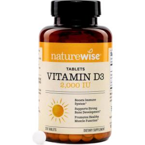 NatureWise Vitamin D3 2000IU Tablets – Naturally Sourced Vitamin D Supplement for Bone & Immune System Support – Easy-to-Swallow Mini Tablets – Non-GMO, USA Manufactured – 220 Tablets[220 Day Supply]