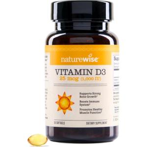 NatureWise Vitamin D3 2000iu (50 mcg) 30-Day Supply for Immune Support, Healthy Muscle Function, and Bone Health – Non-GMO, Gluten Free in Organic Extra Virgin Olive Oil, (Mini Softgel), 30 Count(1000IU)
