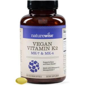 NatureWise Vitamin K2 600mcg Supplement with MK-7 100mcg & MK-4 500mcg – Enhanced Bioavailable Formula – K Complex for Bone and Heart Health – Vegan, Gluten Free, Non-GMO -90 Softgels[3-Month Supply](360 Count (Pack of 1))