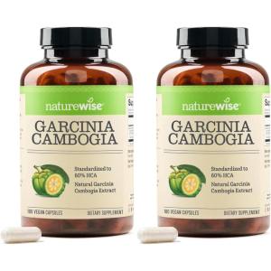 Naturewise Garcinia Cambogia – 60% HCA Concentration Extract, Natural Support for Weight Goals and Energy Levels – Vegan, Non-GMO, Gluten Free – 90 Capsules[1-3 Month Supply](180 Count (Pack of 2))