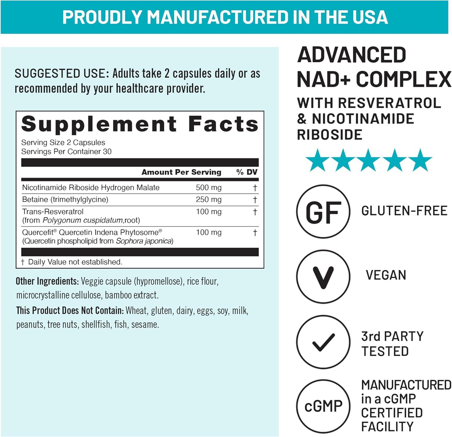 image:imageNatureWise NAD Support Complex Nicotinamide Riboside Resveratrol to Support NAD Supplement for Healthy Aging Clinically Tested Quercefit USA Manufactured NonGMO 60 Count30Day Supply