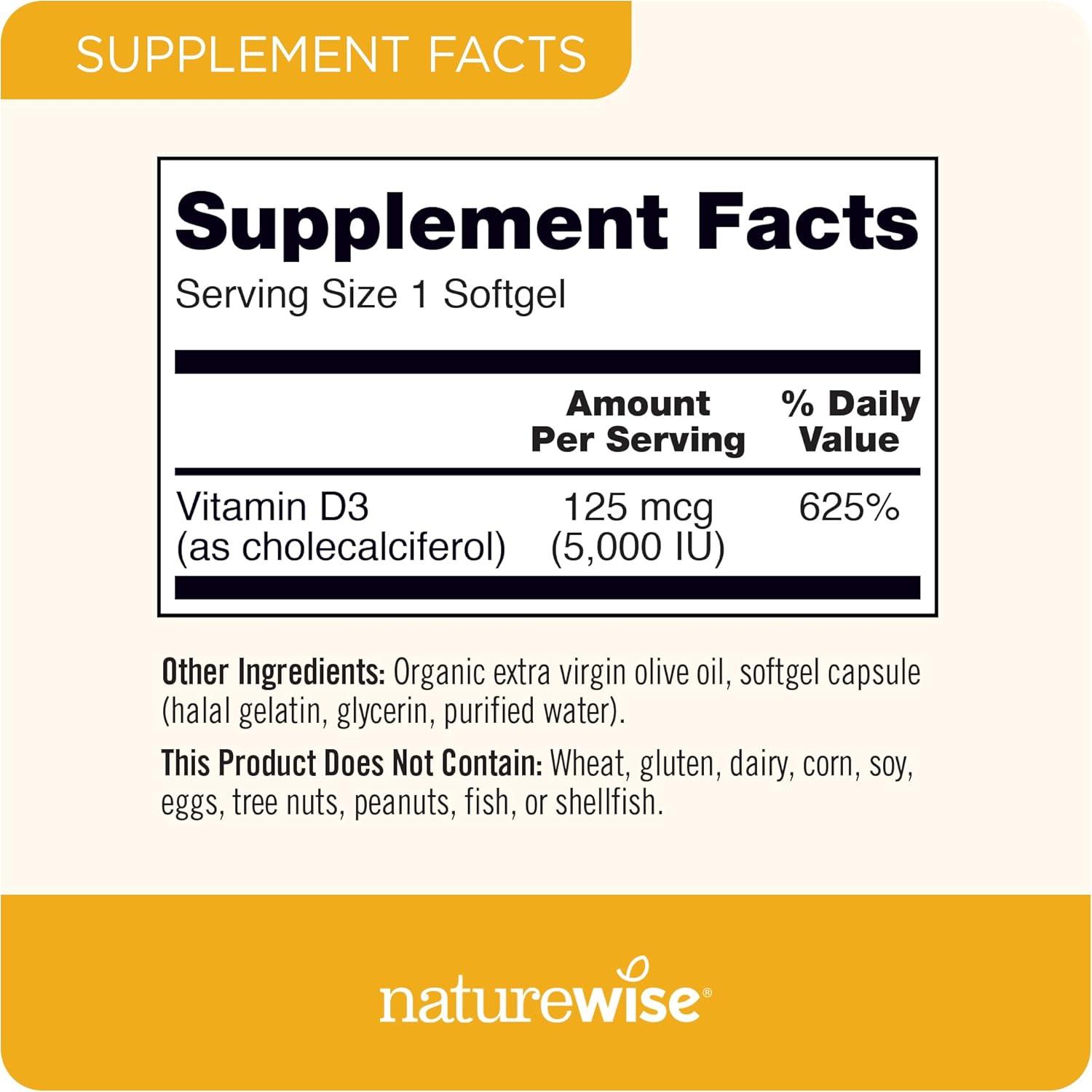 image:imageNatureWise Vitamin D3 5000IU 125mg 90 Count Extra Strength Vitamin C 1000mg Capsules 60 Count Bundle for Daily Immune Support Bone amp Heart Health Gluten Free NonGMO