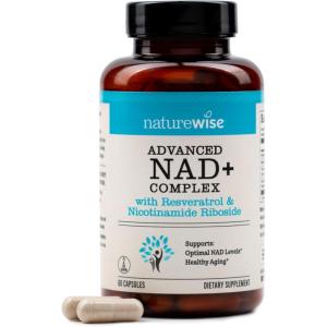 NatureWise NAD+ Support Complex – Nicotinamide Riboside + Resveratrol to Support NAD+ Supplement for Healthy Aging + Clinically Tested Quercefit – USA Manufactured – Non-GMO, 60 Count[30-Day Supply]
