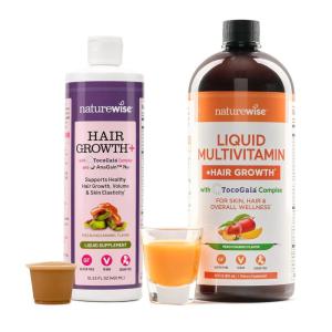 NatureWise Grow Back Bundle – Hair Growth Plus & Liquid Multivitamin + Hair Growth – Sugar Free Hair Growth Supplements – Non-GMO – No Artificial Colors or Flavors – For Men & Women – USA Manufactured