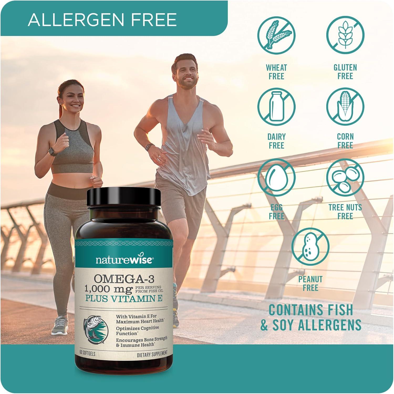 image:imageNatureWise 1000mg Omega 3 600mg EPA 400mg DHA with Vitamin E 180ct amp Vitamin B Complex for Women and Men 150 Softgels5Month Supply