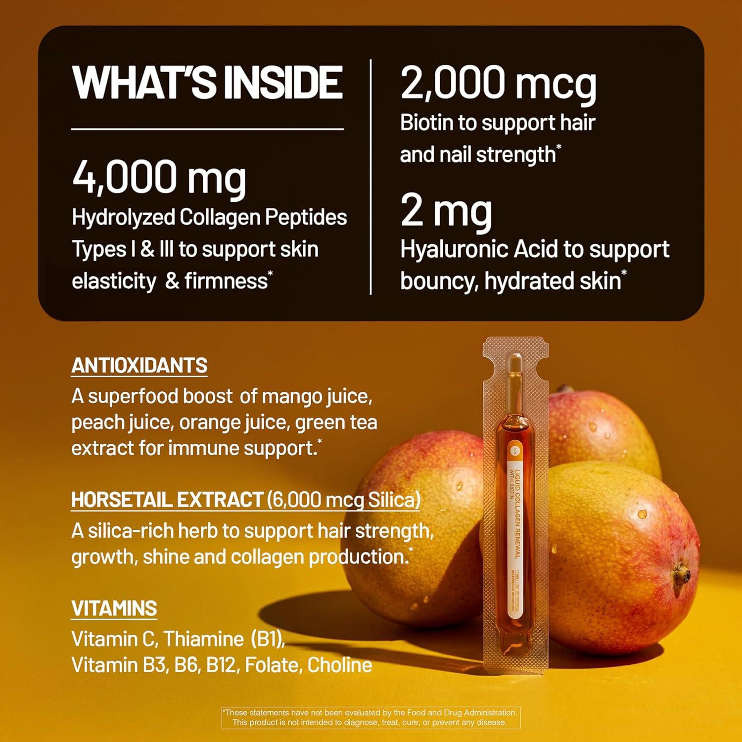 image:imageNatureWise Hydrolyzed Liquid Collagen for Women amp Men 4000mg No Added Sugar Multi Collagen Peptides Biotin Vitamin C Vitamin B Complex amp Hyaluronic Acid Mango 30 Tubes30 Day Supply