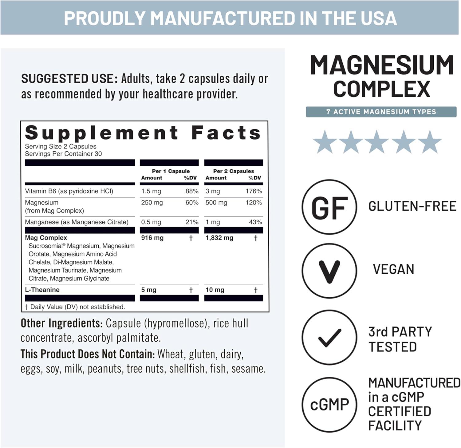 image:imageNatureWise Magnesium Complex 500mg 7 Type with Magnesium Glycinate Citrate Malate Sucrosomial amp More Added LTheanine Sleep Heart Function amp Muscle Support 60 Capsules30Day Supply