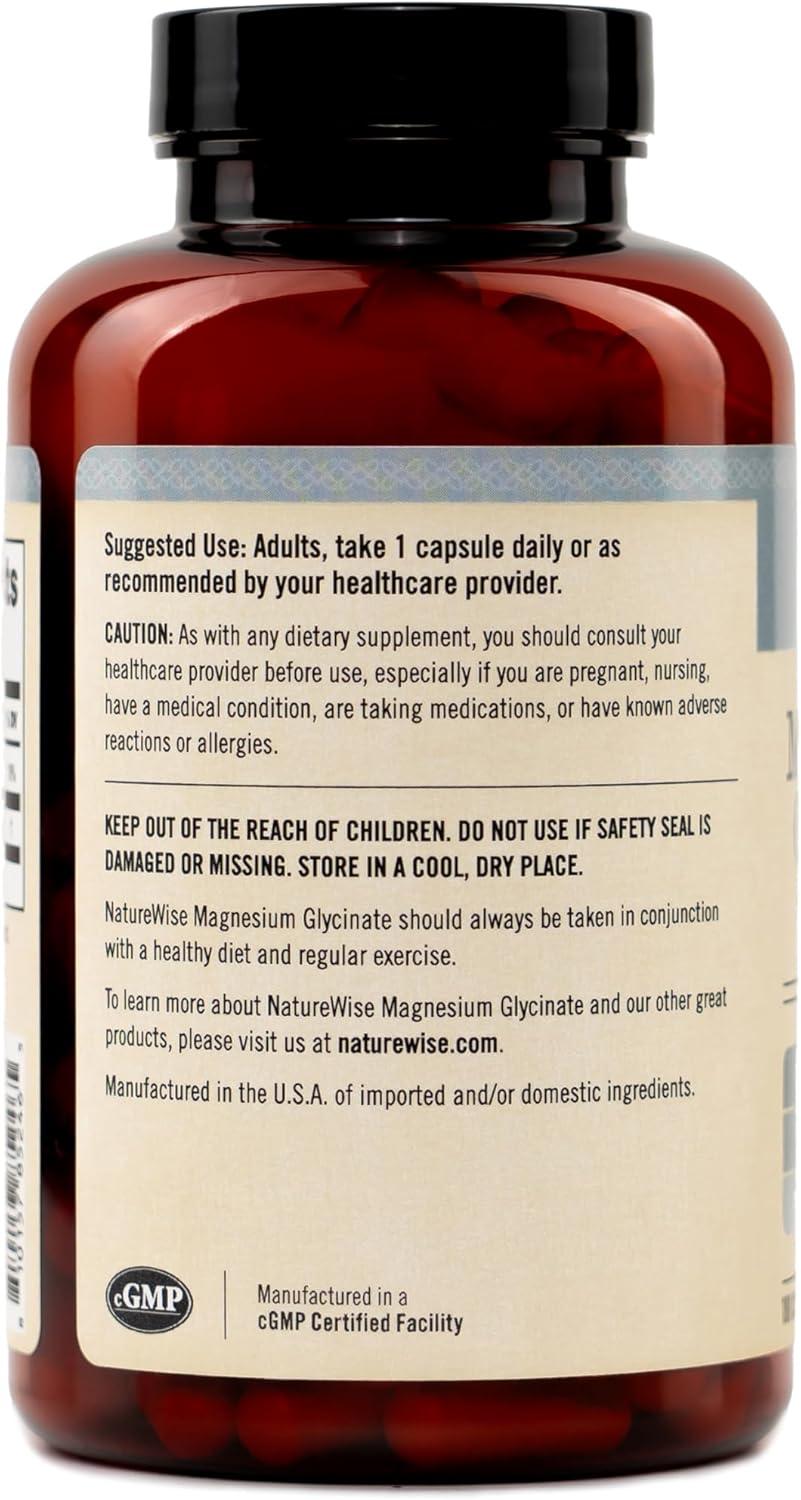 image:imageNatureWise Magnesium Glycinate 400 mg High Absorption Chelated Magnesium Glycinate for Sleep Relaxation Muscle amp Bones Gentle on Stomach Vegan NonGMO 90 Capsules90Day SupplyUnflavored