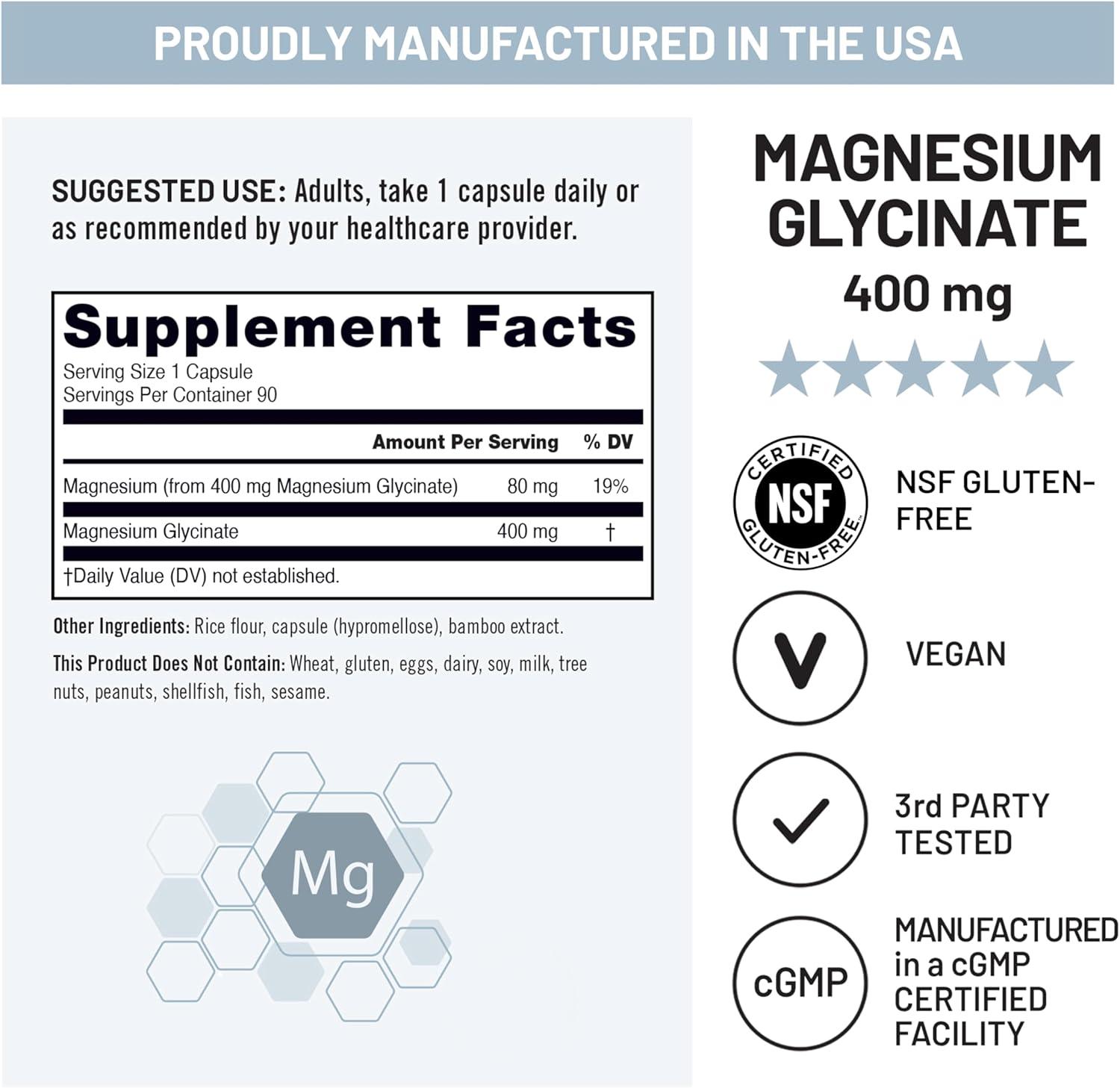 image:imageNatureWise Magnesium Glycinate 400 mg High Absorption Chelated Magnesium Glycinate for Sleep Relaxation Muscle amp Bones Gentle on Stomach Vegan NonGMO 90 Capsules90Day SupplyUnflavored