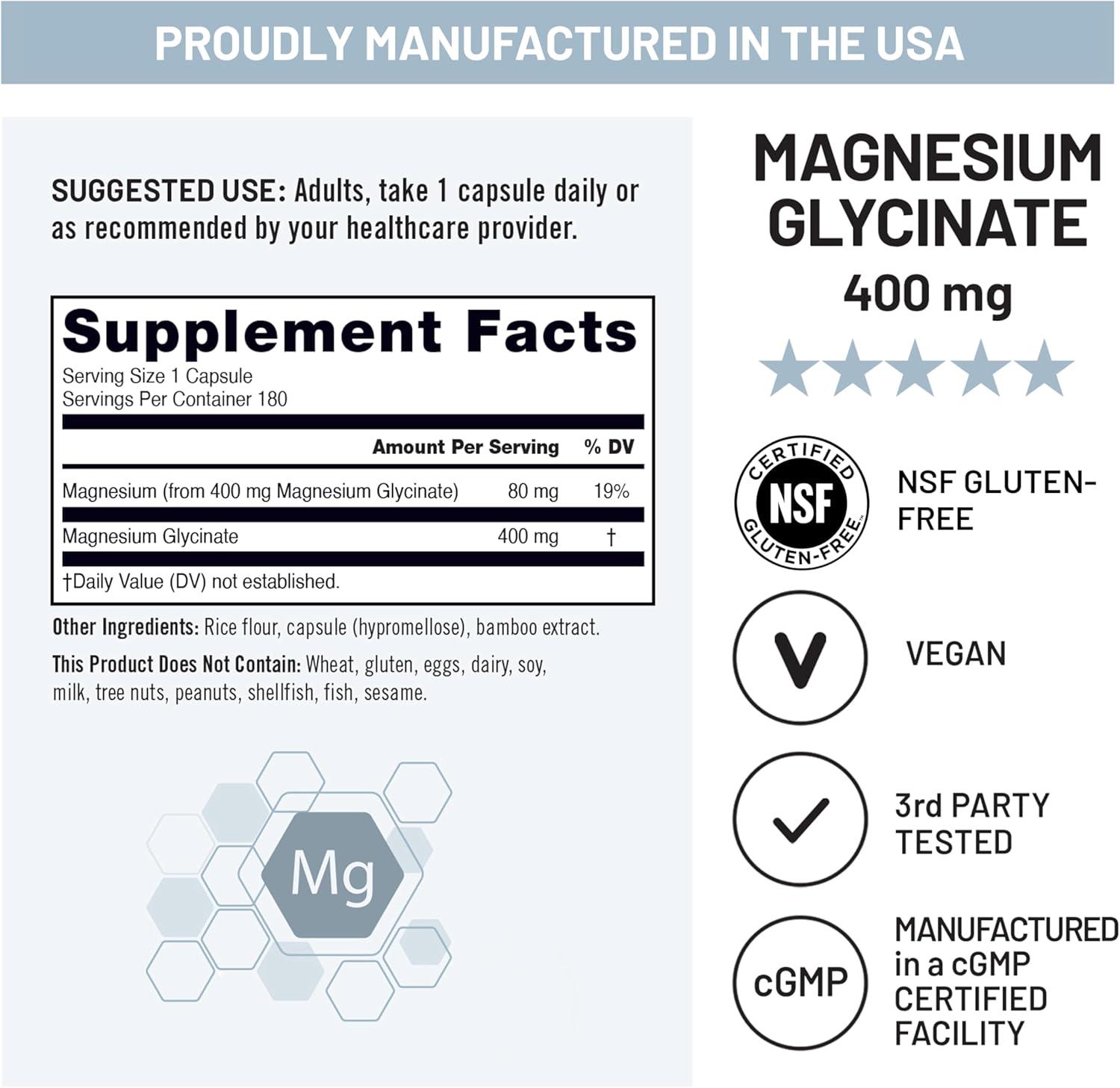 image:imageNatureWise Magnesium Glycinate 400 mg High Absorption Chelated Magnesium Glycinate for Sleep Relaxation Muscle amp Bones Gentle on Stomach Vegan NonGMO 90 Capsules90Day SupplyUnflavored