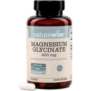 NatureWise Magnesium Glycinate 400 mg – High Absorption Chelated Magnesium Glycinate for Sleep, Relaxation, Muscle & Bones* – Gentle on Stomach, Vegan, Non-GMO – 90 Capsules[90-Day Supply](Unflavored)